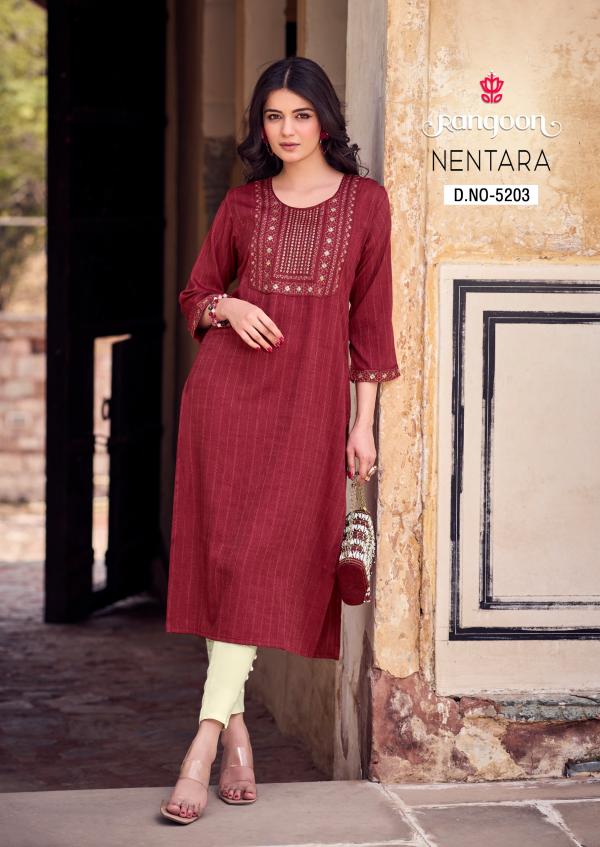 Rangoon Nentara Rayon Embroidered Kurti Collection